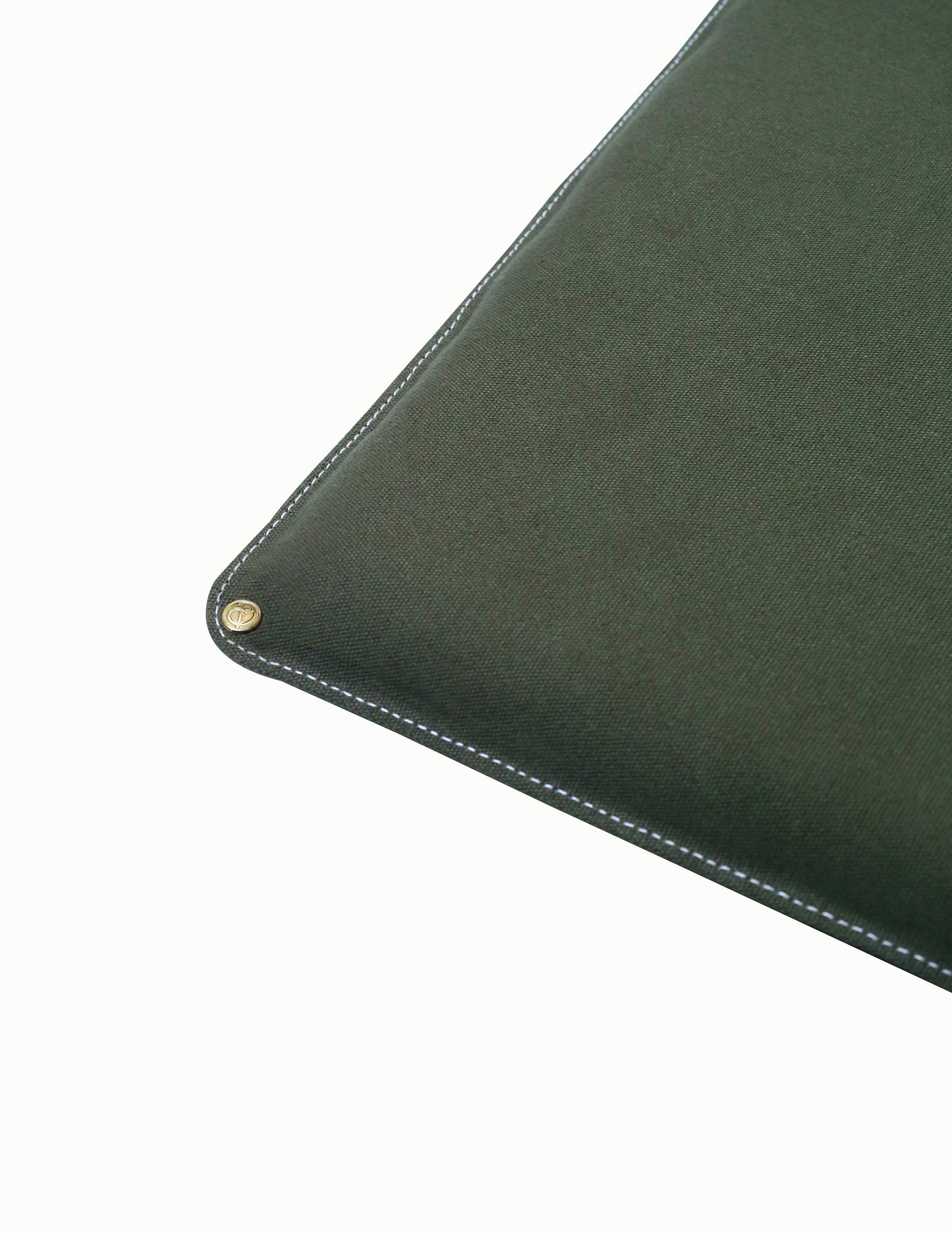 Square water-resistant canvas seat (seat cushion) in Oliva Skin with Candyfloss stitching for chairs