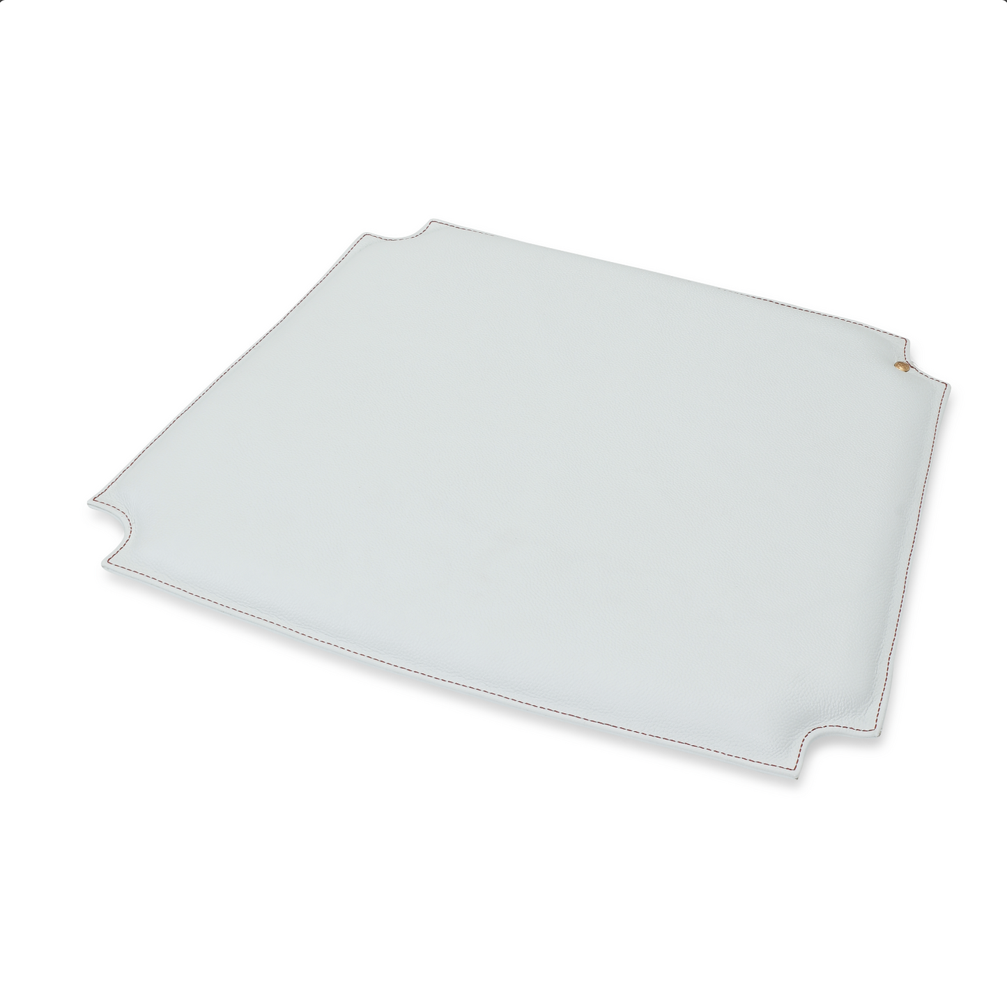 Y-chair leather seat cushion in Big Blue with Burning Rust stitching